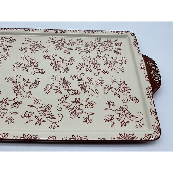 Temp-Tations Cranberry Floral Lace Serving Tray 14 x 9.5 Serveware Cottagecore - Picture 10 of 16